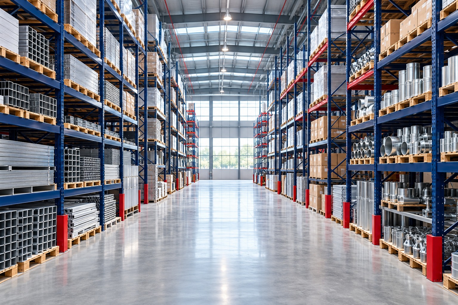Clean organised industrial materials warehouse
